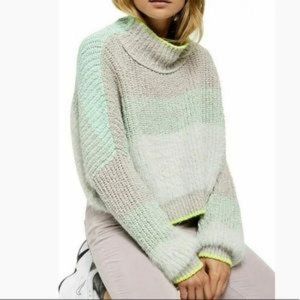 NWT Free People Greenish Stripe River Run Combo Oversized Cozy Women’s Sweater